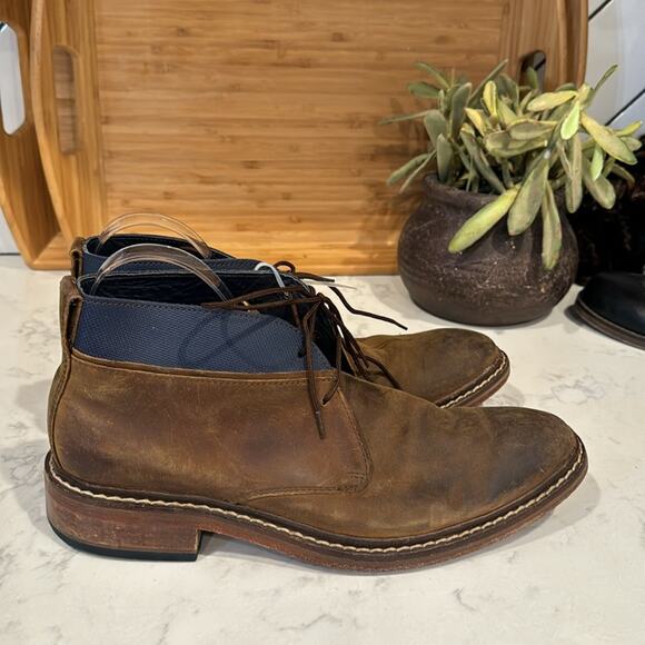 Cole Haan Colton Chukka Brown blue Leather Booties preppy rugged  size 9.5 main image 5